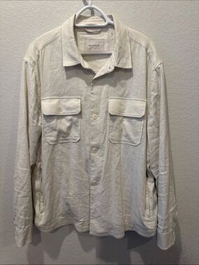 Bugatchi Ivory Linen Blend Overshirt Shirt Jacket Men’s XXL